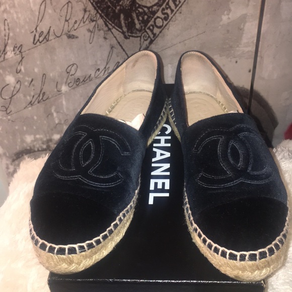 chanel velvet espadrilles
